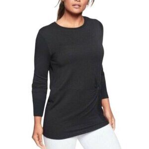 Athleta Nirvana Twist Front Clarity Sweatshirt French Terry Lightweight Black Md